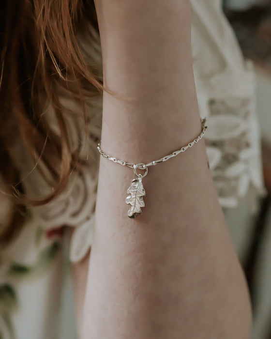 Mini Oak Leaf - Silver Bracelet