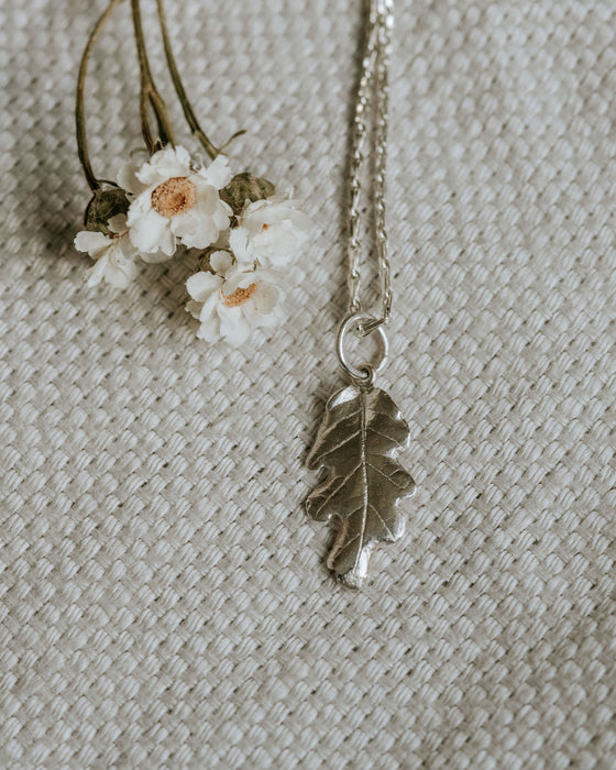 Mini Oak Leaf - Silver Necklace