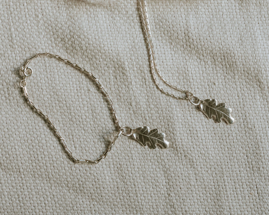 Mini Oak Leaf - Silver Bracelet